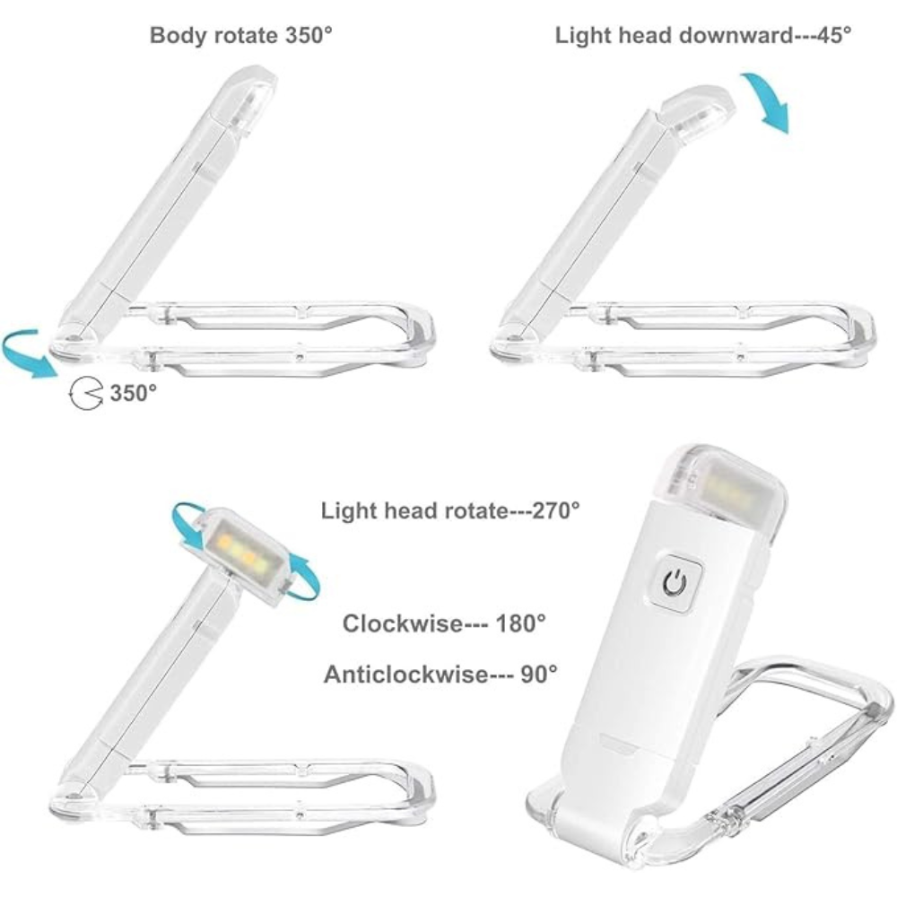 Skorter | Reading Lights - Adjustable LED Clip-on Rechargeable Skorter | Light, USB Powered for Reading in Bed, Best for Bookworms and Kids