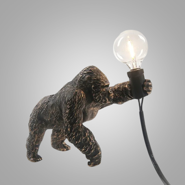 Skorter | GorillaLux - Unique Gorilla Table Lamp | Modern Animal Lamp with Warm LED Light