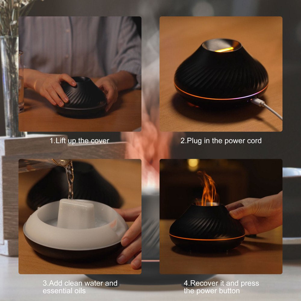 Skorter | Flame Air Purifier - 130ml Essential Oil Flame Air Purifier Humidifier with Fire LED Light with Automatic Off Protection