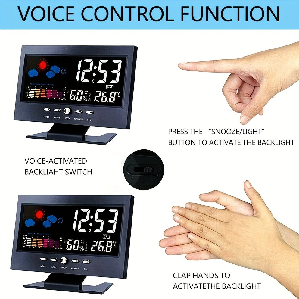 Skorter | TimeSense - Digital Alarm Clock with Calendar, Thermometer, and Snooze