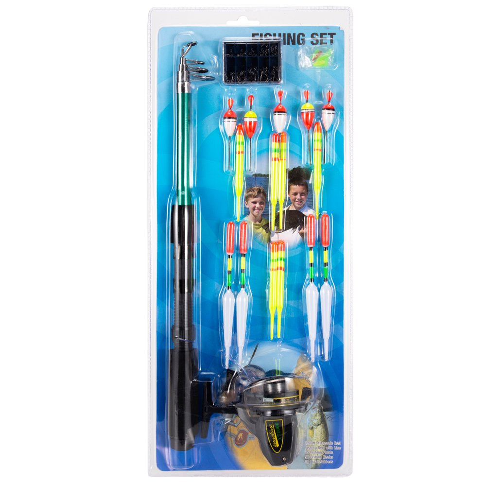 Skorter | 127Pcs Fishing Equipment Set Telescopic Fishing Rod with Wheel Floats Hooks Accessories
