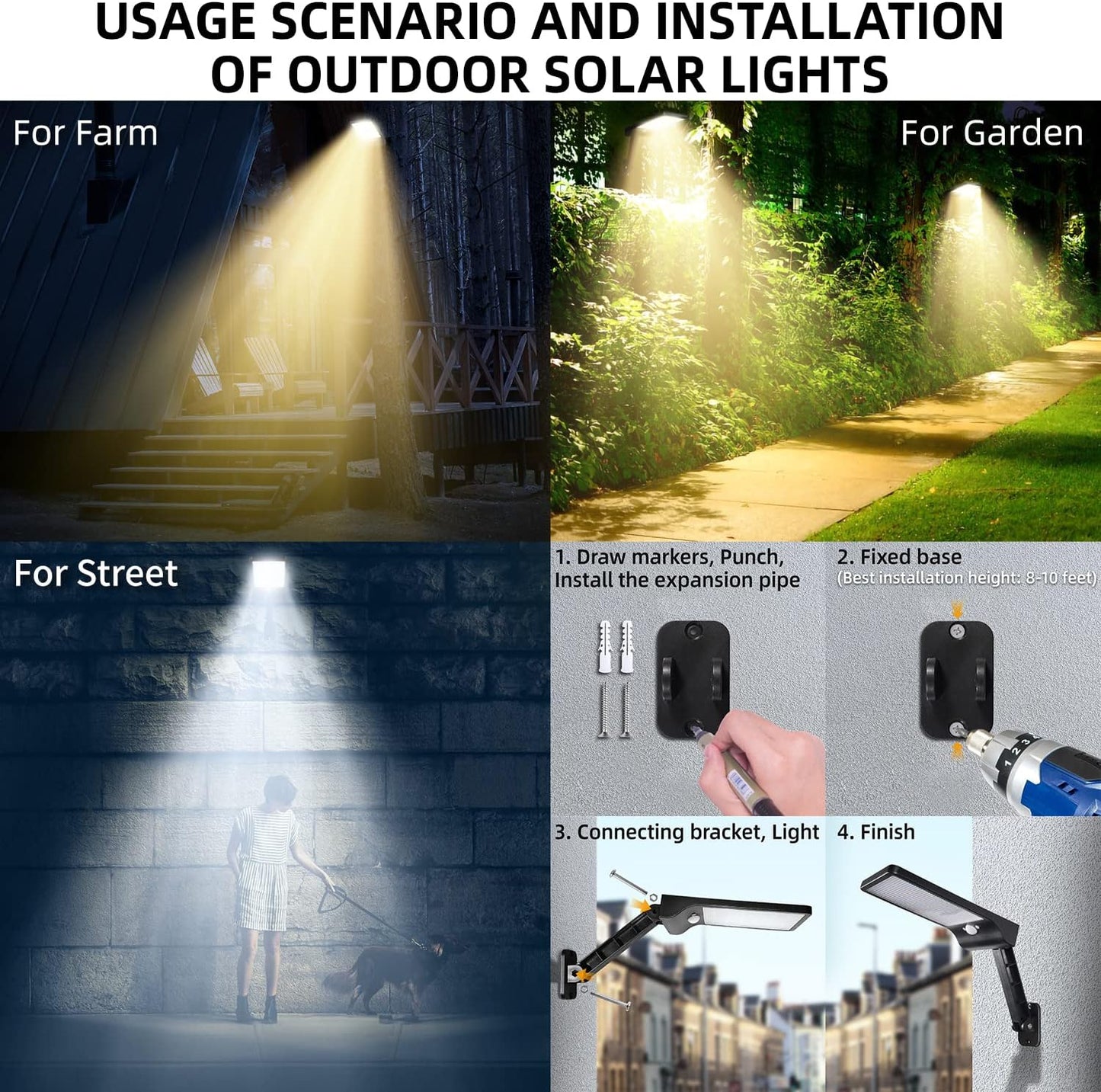 Skorter | 2 Pack Outdoor Solar Flood Lights Wireless 48 LED Waterproof Security Motion Sensor Light With 3 Modes