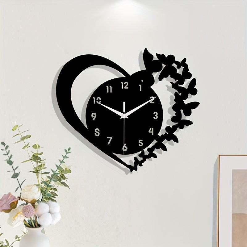 Skorter | Silent Heart-Shaped Acrylic Wall Clock - Frameless Love Design for Living Room, Bedroom & Office