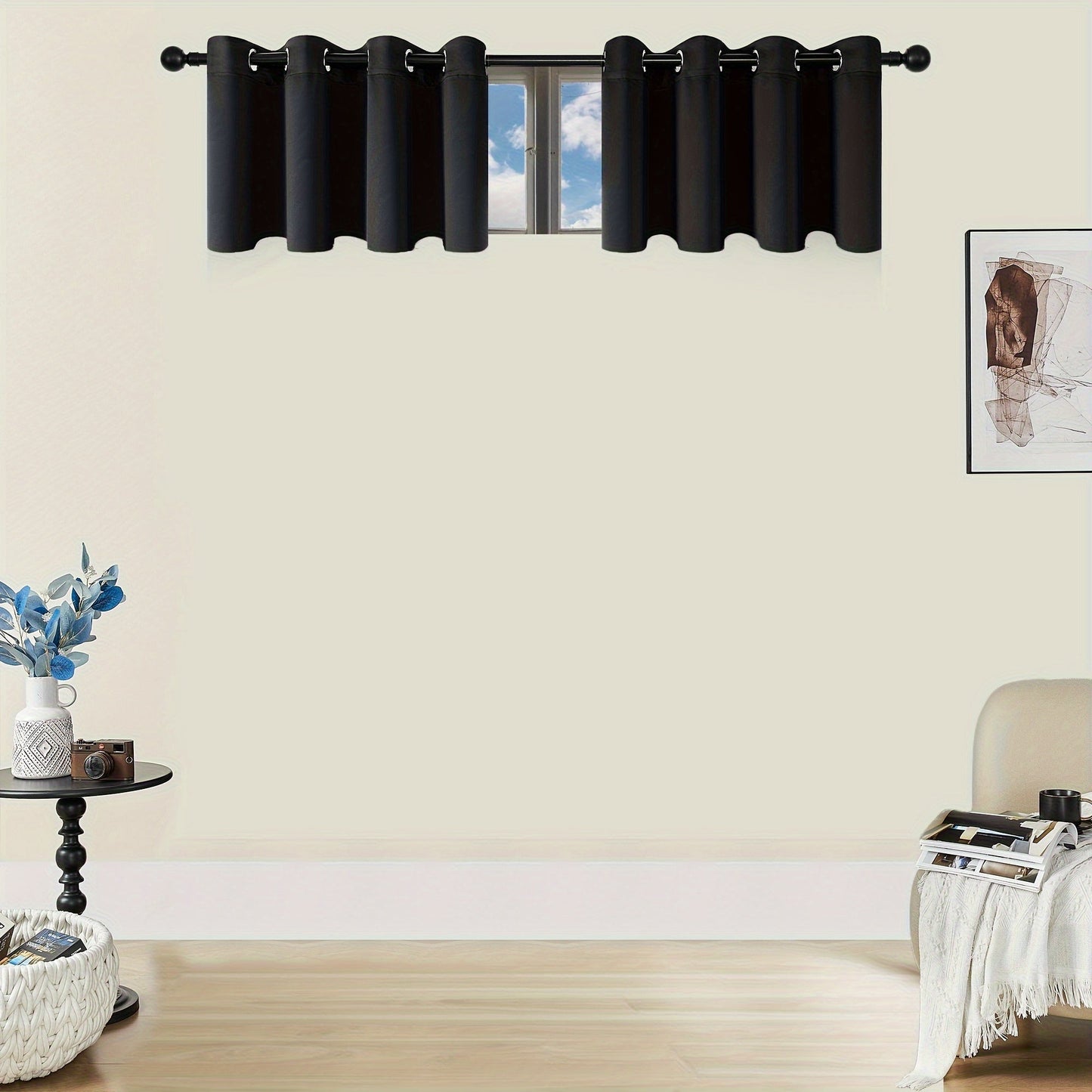 Skorter | Blackout Curtains - 2 Pieces Modern Polyester Curtains with Thermal Insulation and Rings