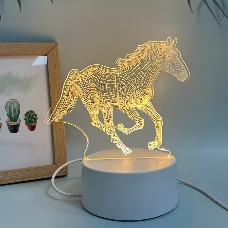 Skorter | DyrLys - Geometric Horse Night Lamp, USB-powered LED Table Lamp