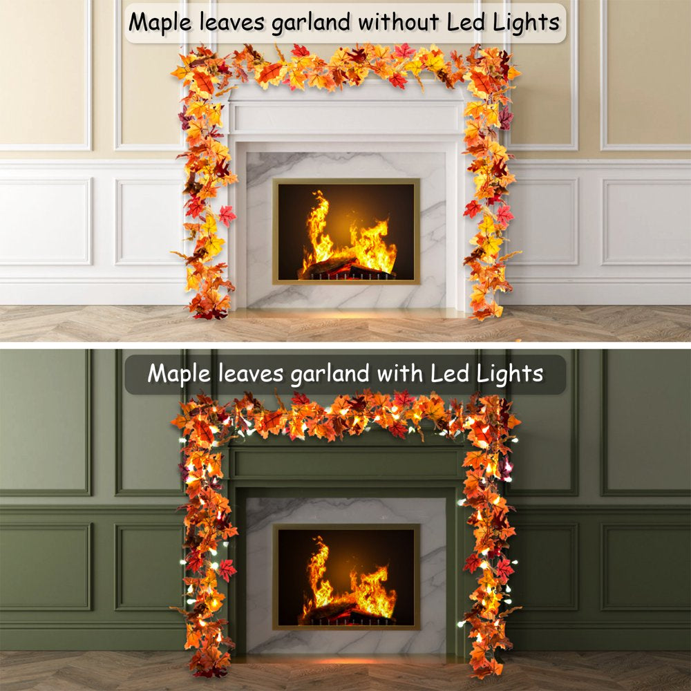 Skørter | 2 Pack Autumn Maple Garland with 40 LED for Home Wedding Party Christmas - 5.8Ft/Pc