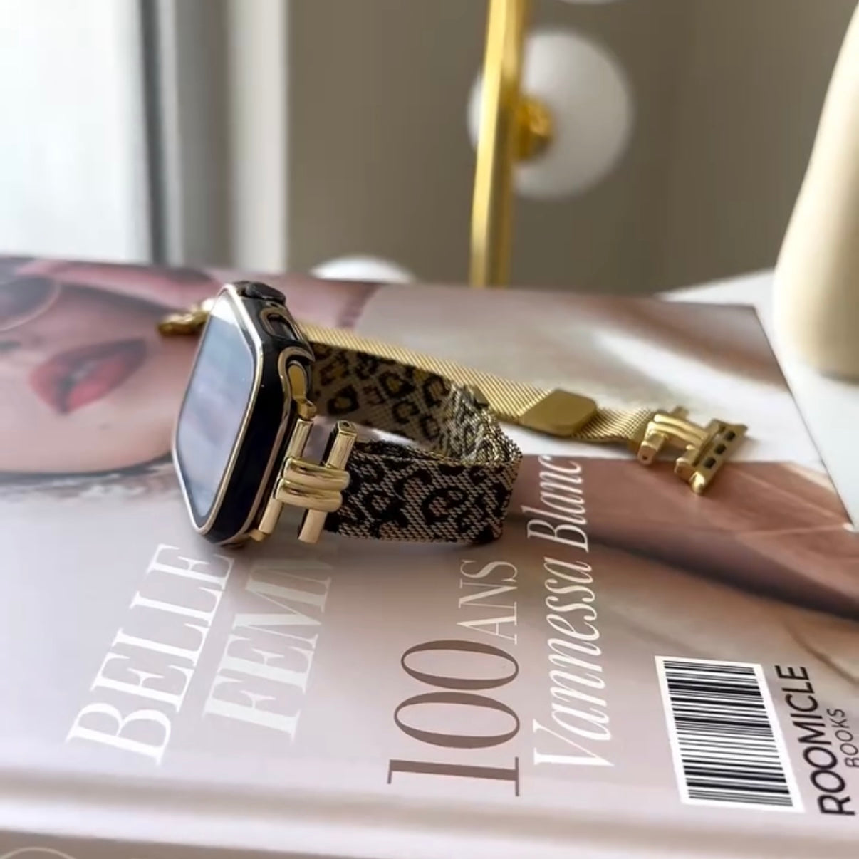 Skorter | Luxury Gold Magnetic iWatch Bands – Leopard Pattern & Mesh Milanese Straps for Apple Watch