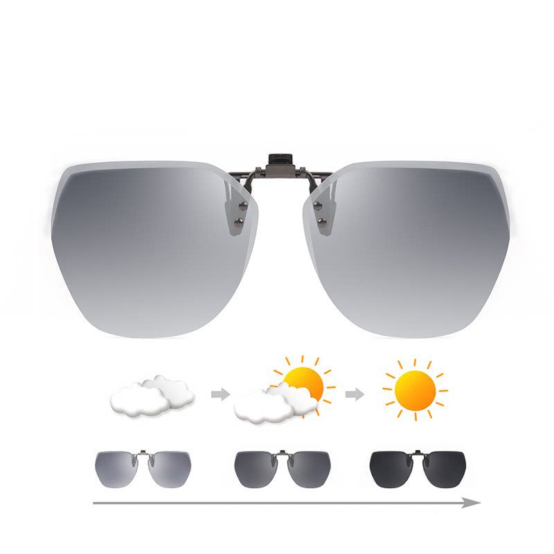 Skorter | Clip-on Rimless Polarized Sunglasses, with Anti-glare and Flip-Up Design, for Outdoor/Driving