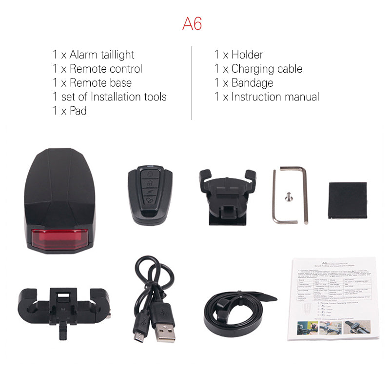 Skorter | Bicycle Rear Light Remote Control Alarm Lock