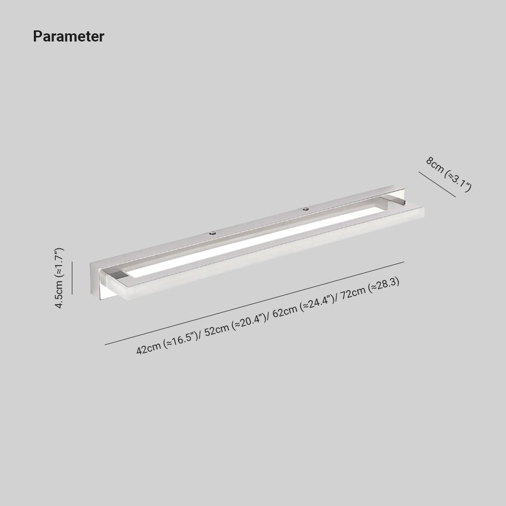 Skorter | Leigh Rectangular Mirror Front LED Wall Lamp - Bedroom Metal/Acrylic
