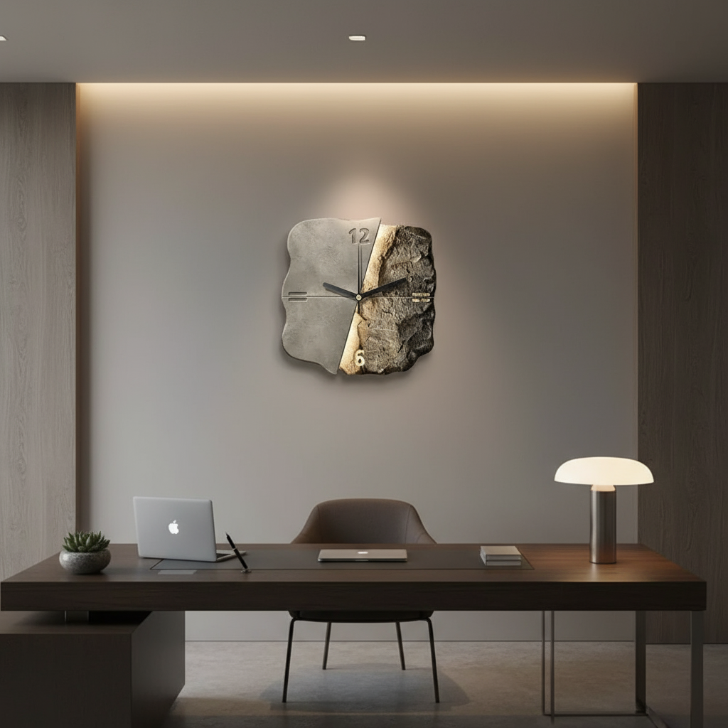 Skorter | Modern 3D Wall Clock – Large 30cm Designer Sandstone Clock with Silent Quartz Movement