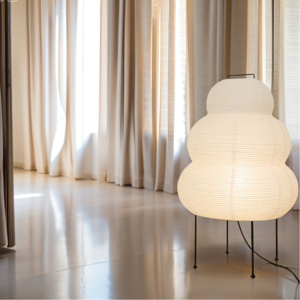 Skorter | Zen Floor Lamp – Japanese Wabi-Sabi Style with 3-Mode Dimmable LED Light