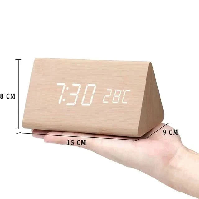 Skorter | Wood LED Alarm Clock – Voice & Temp Display