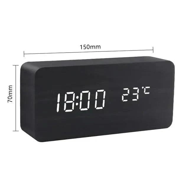 Skorter | Wood LED Alarm Clock – Voice & Temp Display
