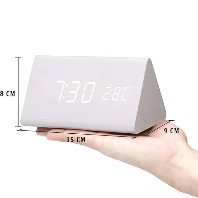 Skorter | Wood LED Alarm Clock – Voice & Temp Display