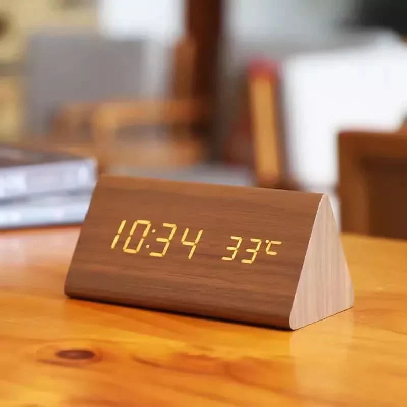 Skorter | Wood LED Alarm Clock – Voice & Temp Display