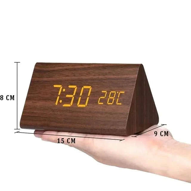 Skorter | Wood LED Alarm Clock – Voice & Temp Display