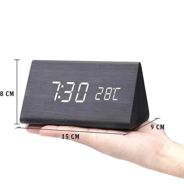Skorter | Wood LED Alarm Clock – Voice & Temp Display