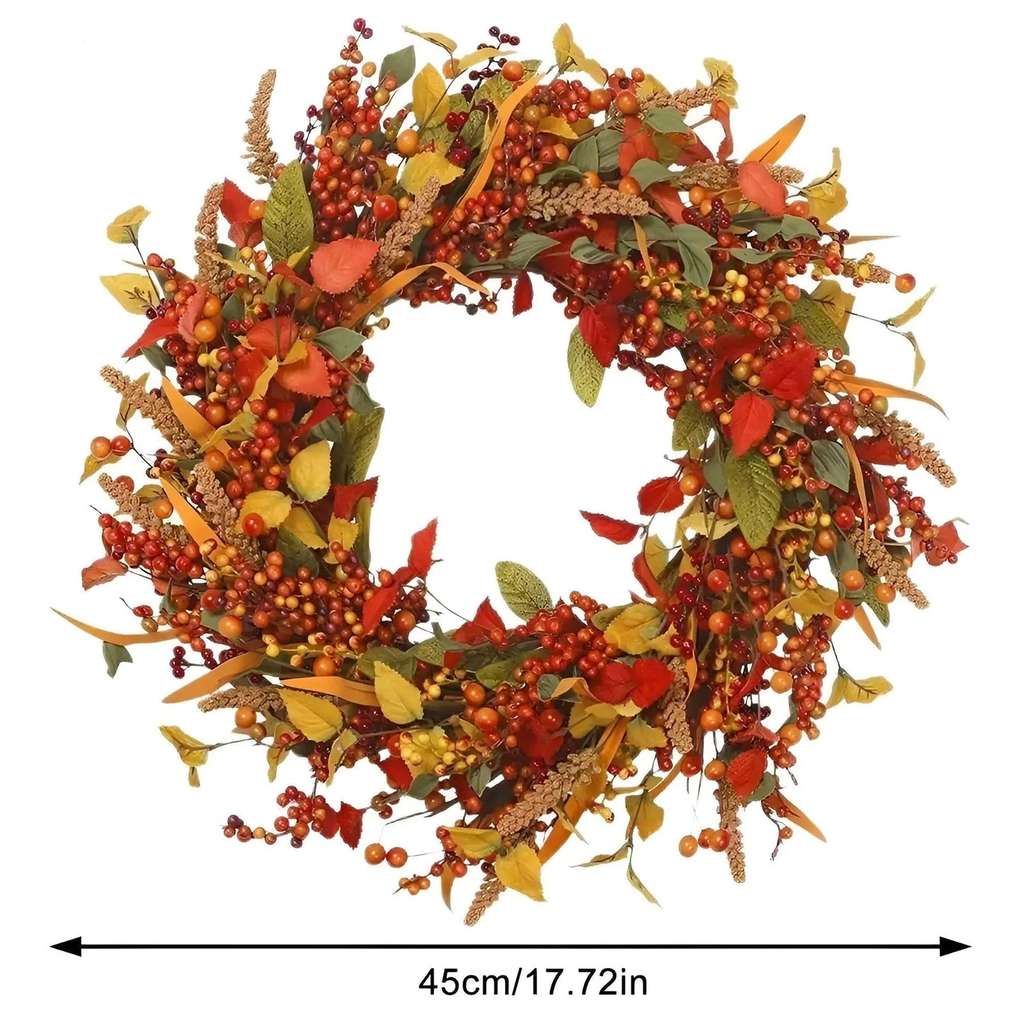 Skorter | Autumn Rattan Wall Wreath With Berries And Leaves