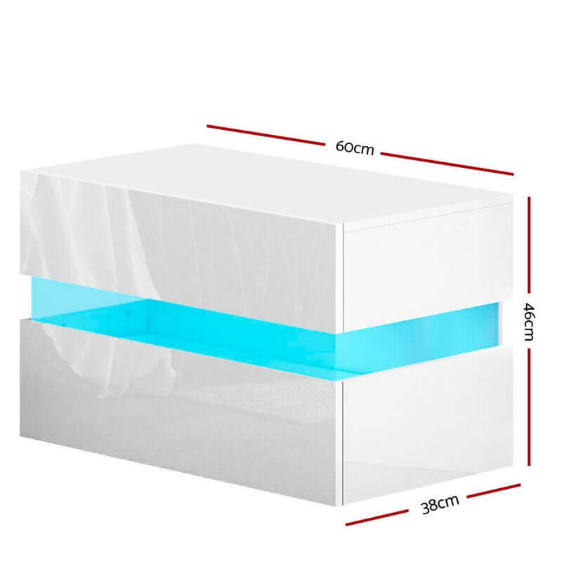Skorter | Tables Drawers Rgb Led Light Side Table White