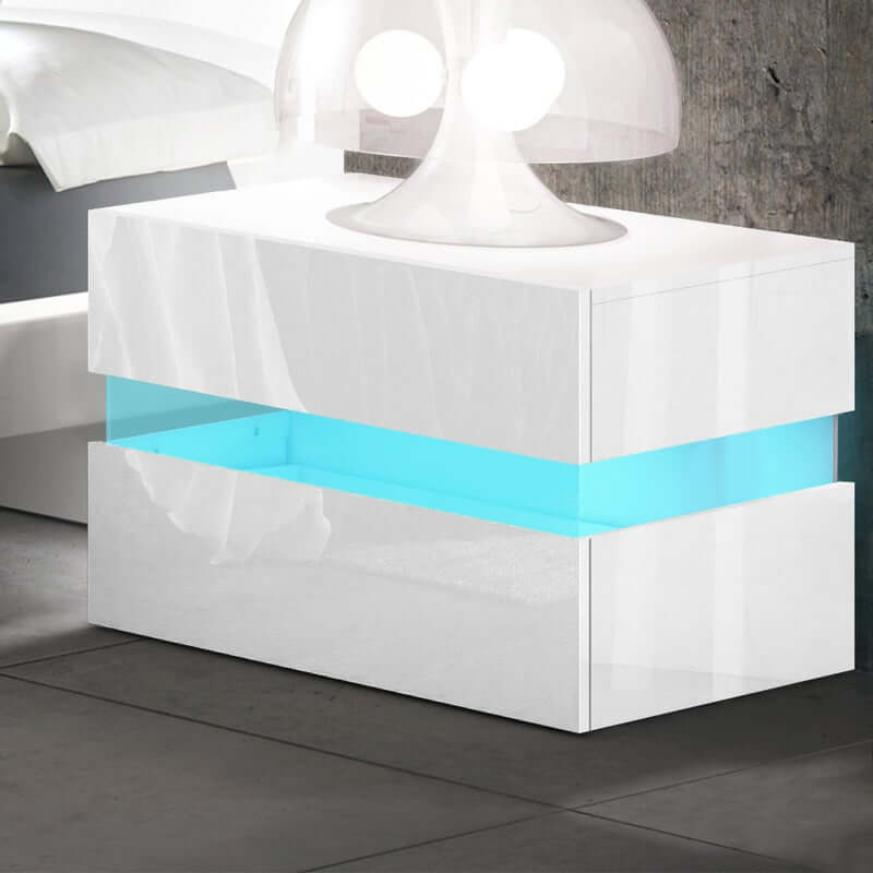 Skorter | Tables Drawers Rgb Led Light Side Table White