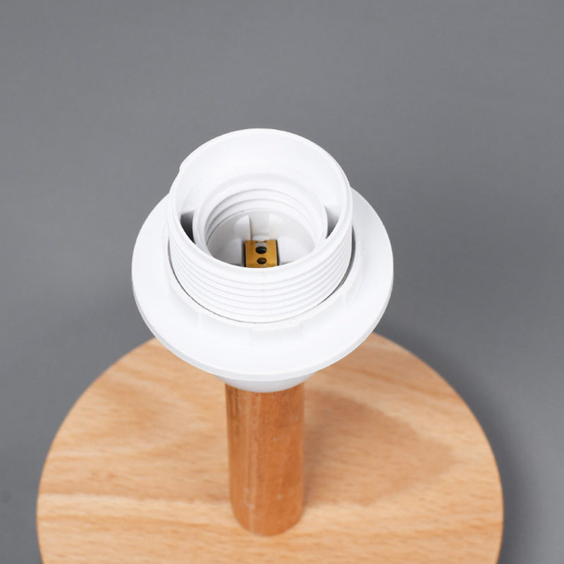 Skorter | Traditional Japanese Cylinder Wood Fabric 1-Light Table Lamp for the Living Room