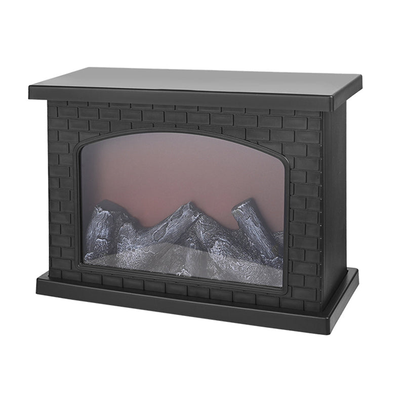 Skorter | Contemporary Retro ABS Simulated Flame Fireplace Round Battery Rectangular LED Table Lamp For Living Room