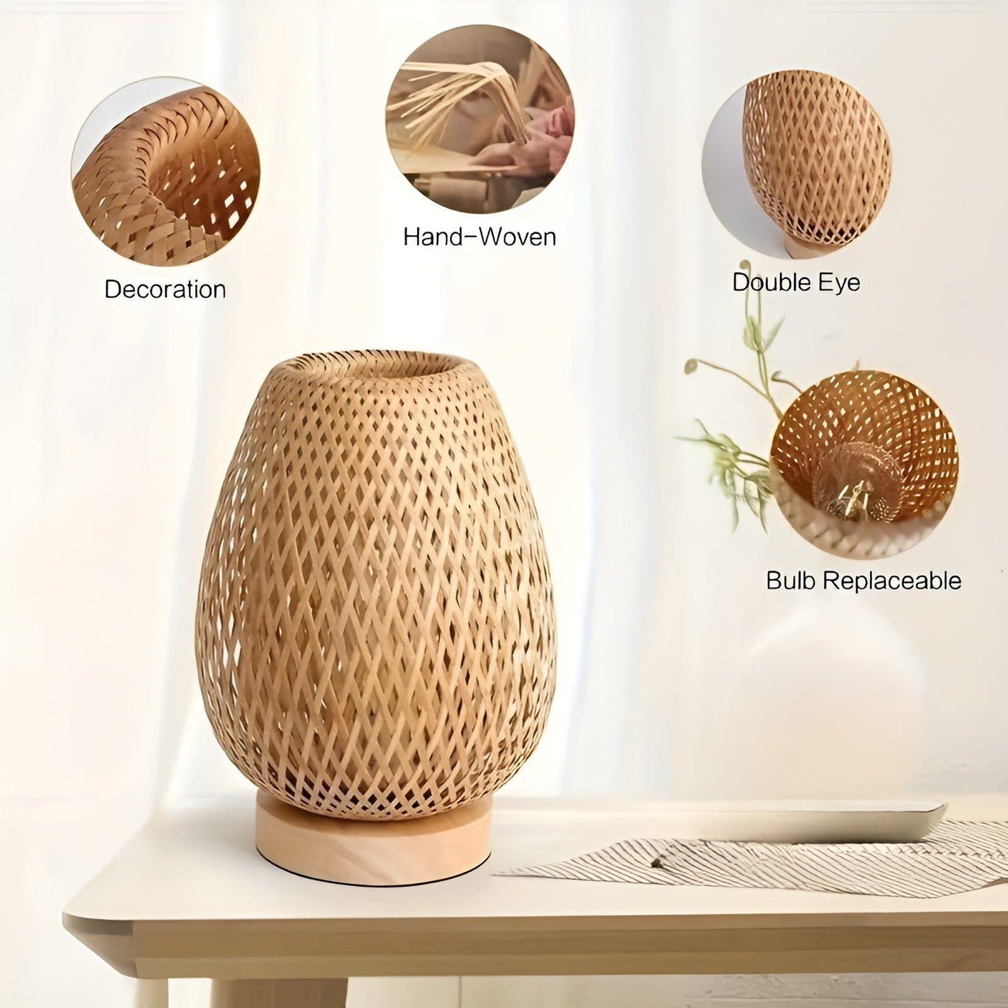 Skorter | Aura Lamp - Bamboo USB-powered Table Lamp for the Bedroom