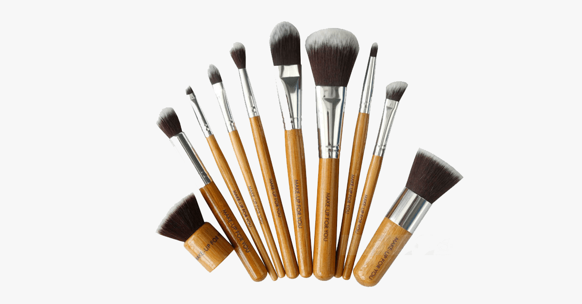 Skorter | Eco-friendly bamboo hairbrush set with free case – A set of 10 make-up brushes for perfect blending