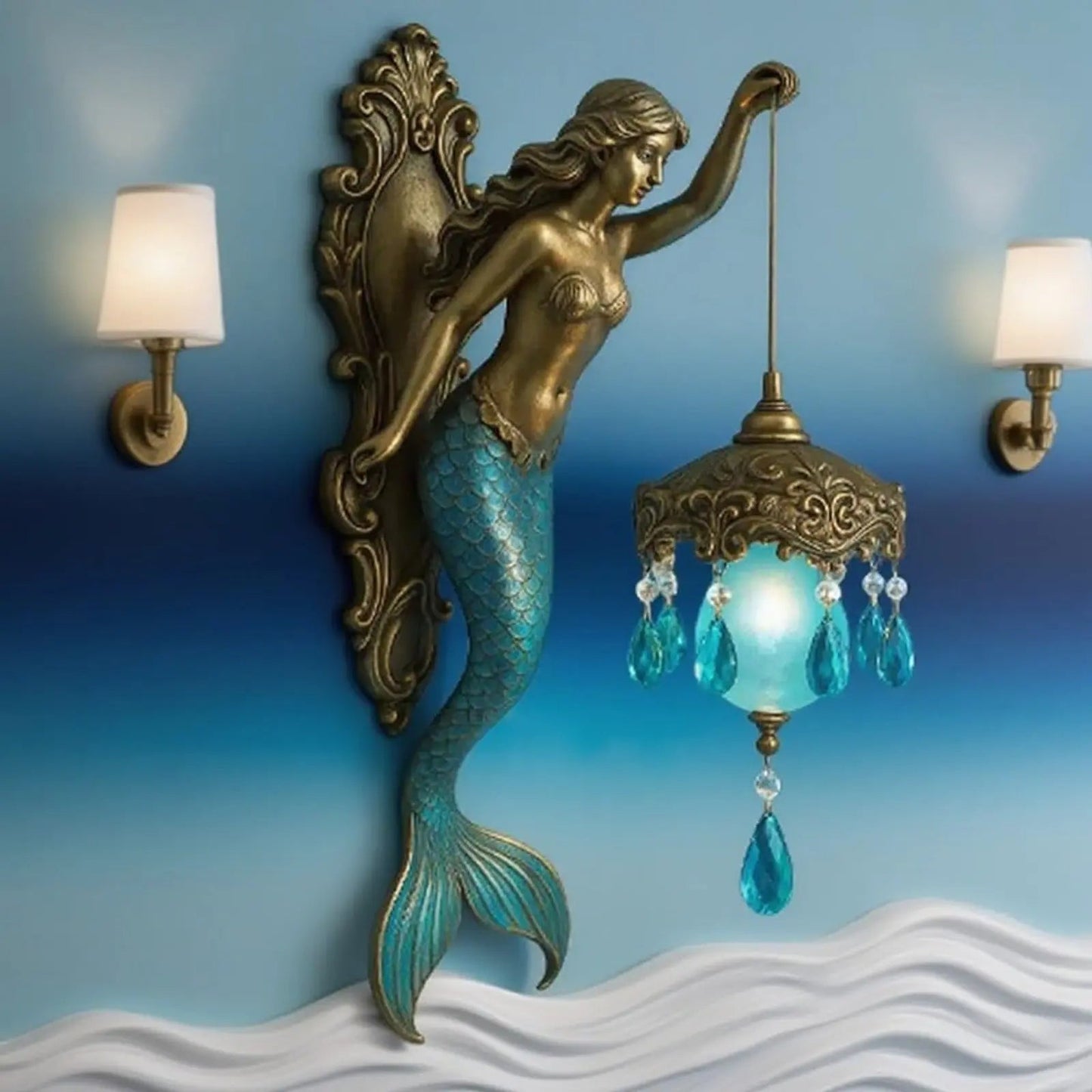 Skorter | Elegant Baroque Mermaid Wall Lamp – Artistic Maritime Wall Lighting for Atmospheric Spaces