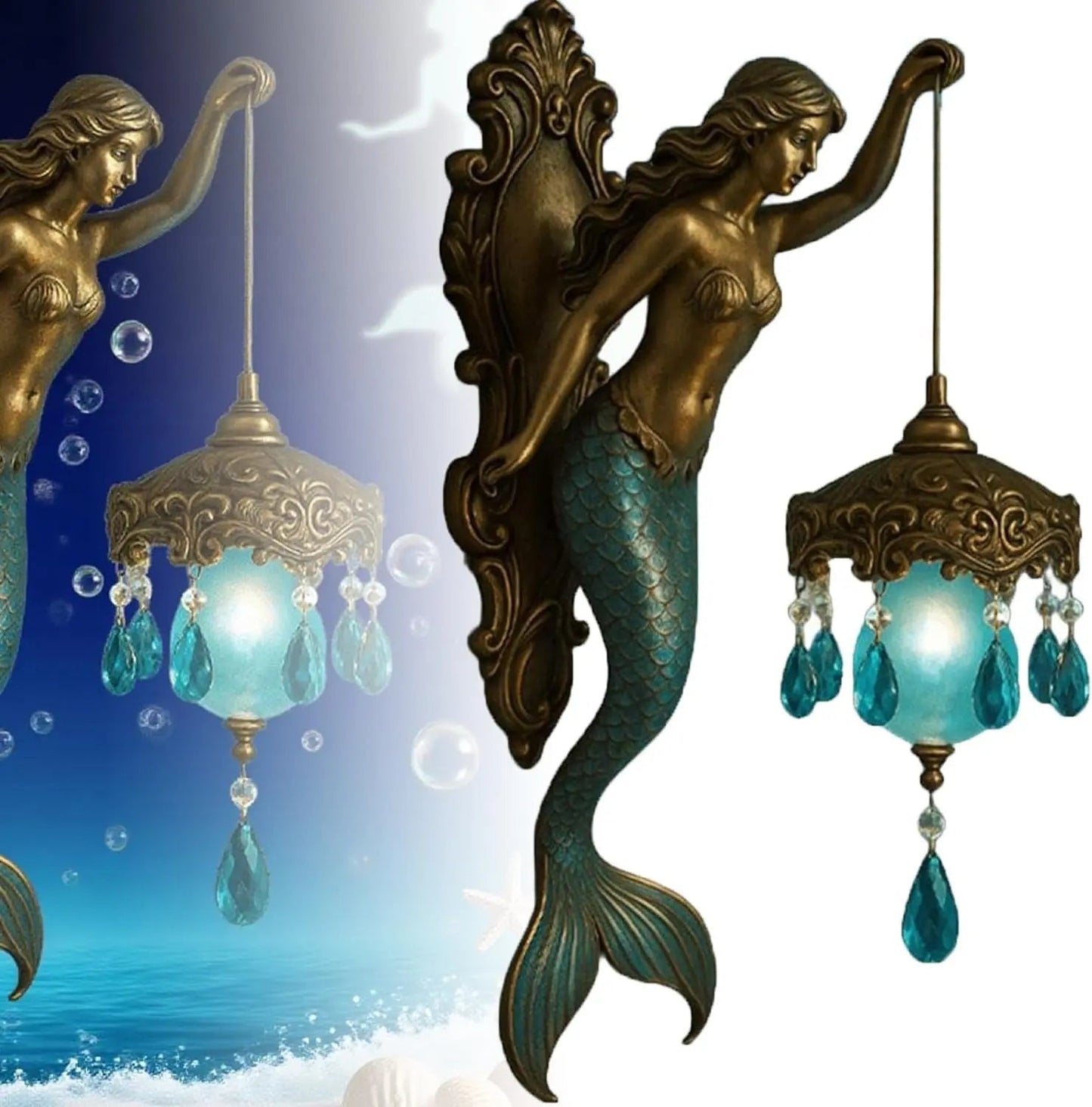 Skorter | Elegant Baroque Mermaid Wall Lamp – Artistic Maritime Wall Lighting for Atmospheric Spaces