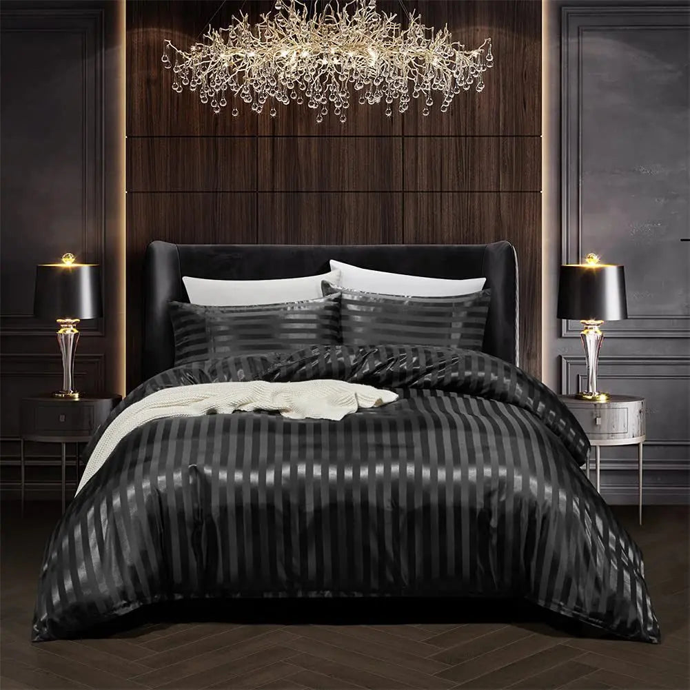 Skorter | VelvetDream - Black Satin Bed Set