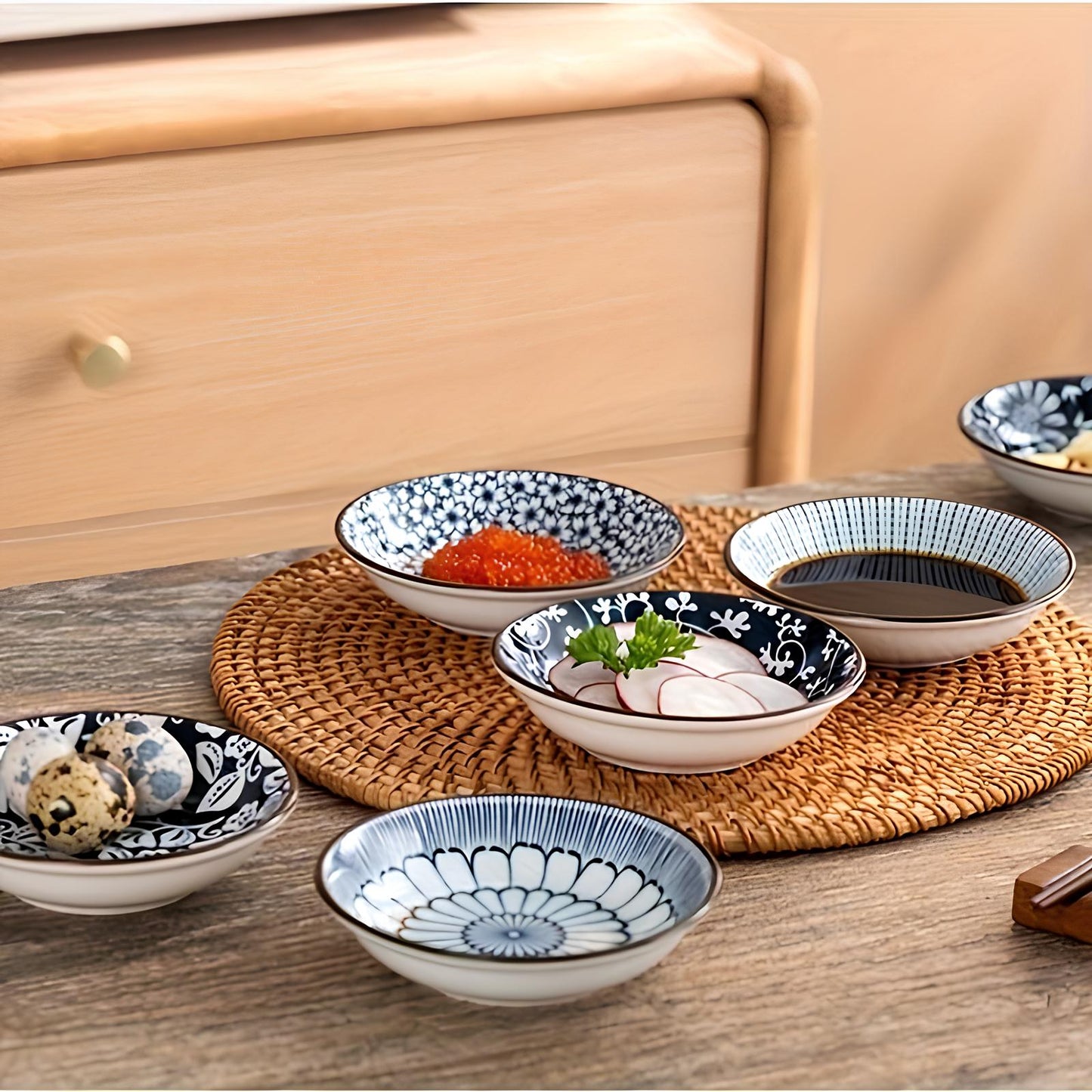 Skorter 6 porcelain sauce bowls - Flower motif