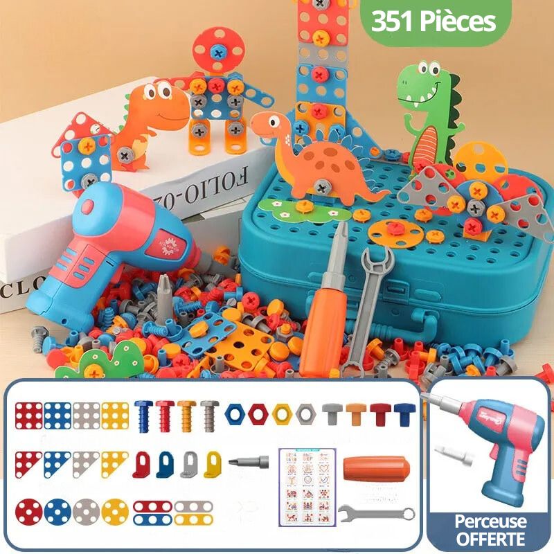 Skorter | BuildiBox Creative Construction Set with Toy Drill – Portable Construction Case for Kids