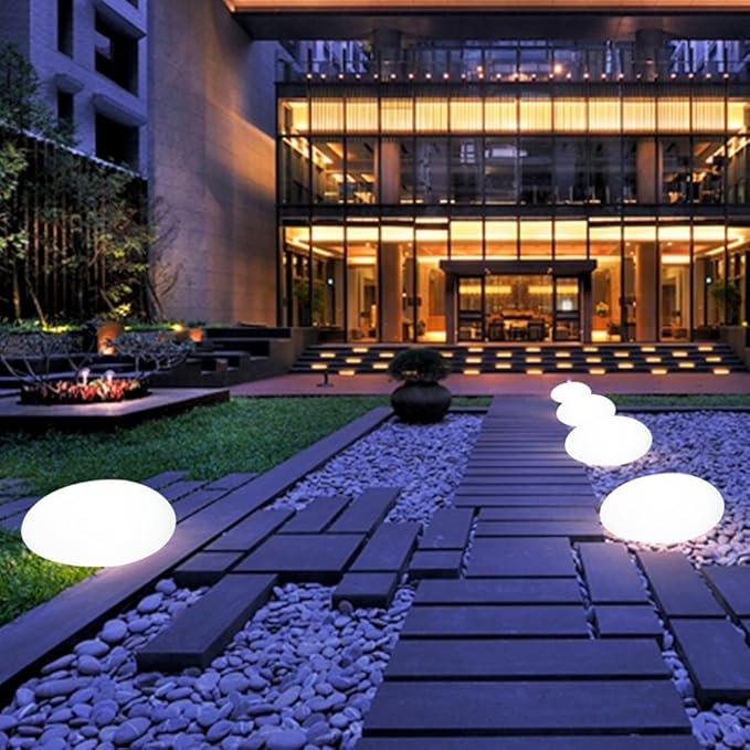 Skorter | Cobblestone LED Garden Light Fixture - Solar-Powered Outdoor Lighting for Pathways & Landscapes