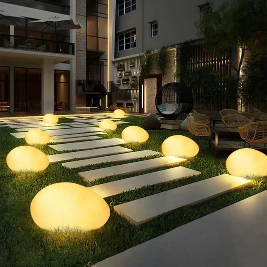 Skorter | Cobblestone LED Garden Light Fixture - Solar-Powered Outdoor Lighting for Pathways & Landscapes