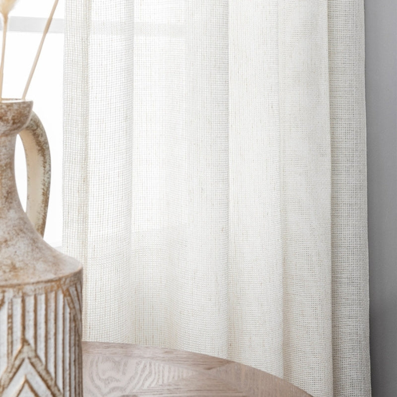 Skorter | Bella Checked Weave Structure Sheer Curtains Soft Tulle