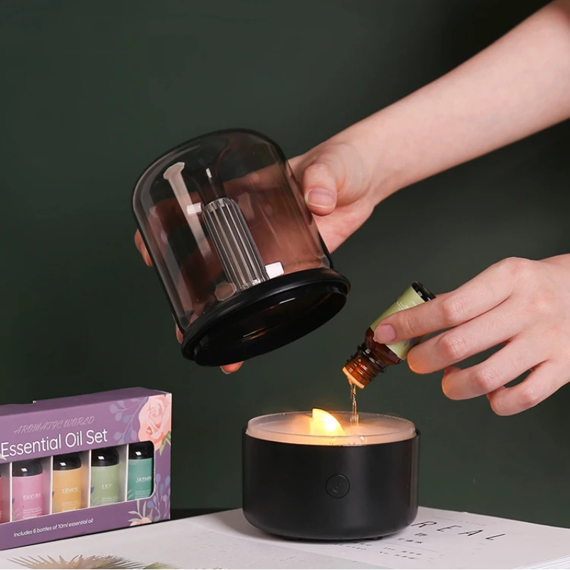 Skorter | Elegant Aroma Diffuser Lamp with LED Flame – Aromatherapy Electric Diffuser for Essential Oils, Stylish Decoration