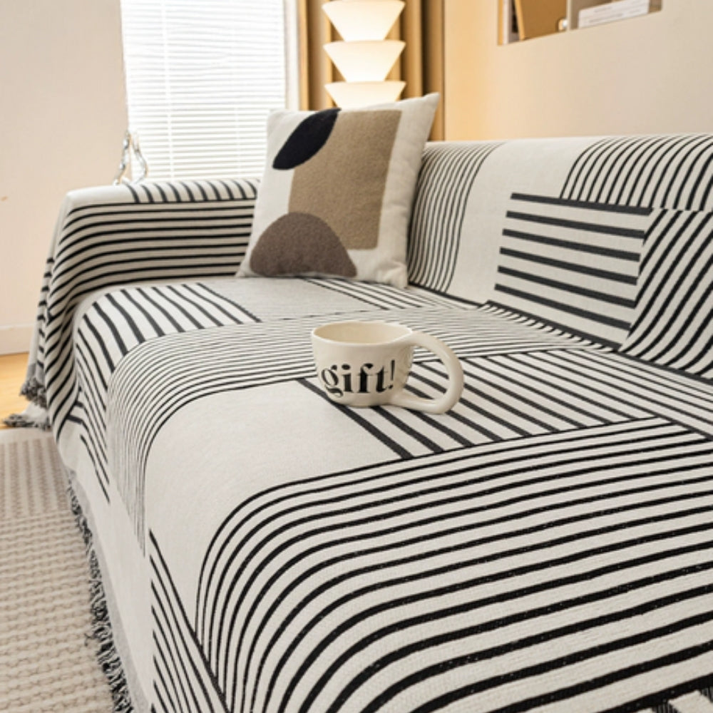 Skorter | Chenille Striped Tassel Sofa Cover