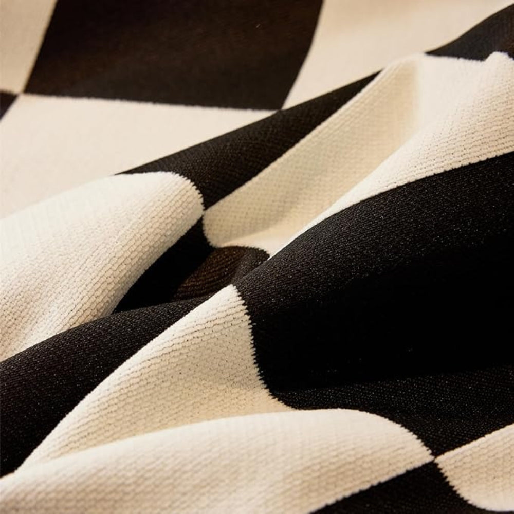 Skorter | Chess Board Chic Tasseled Sofa Cover