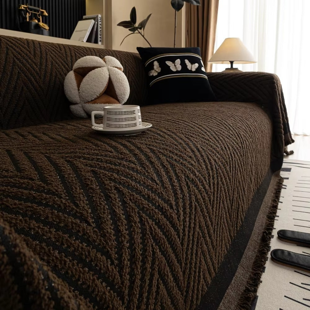 Skorter | Chevron Herringbone Tassel Sofa Cover