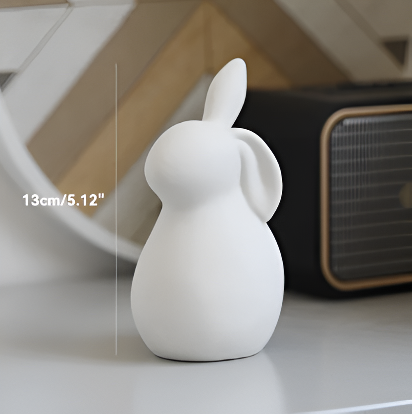 Skorter | ConeyBliss Minimalist Ceramic Bunny – Elegant White Easter Rabbit Figurine Decor