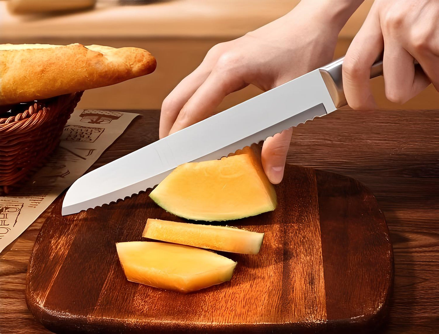 Skorter bread knife in stainless steel 20 cm