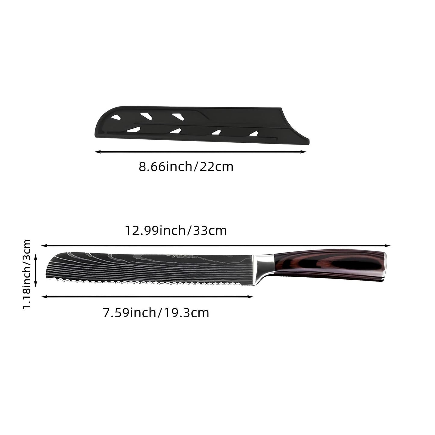 Skorter bread knife in stainless steel 19 cm