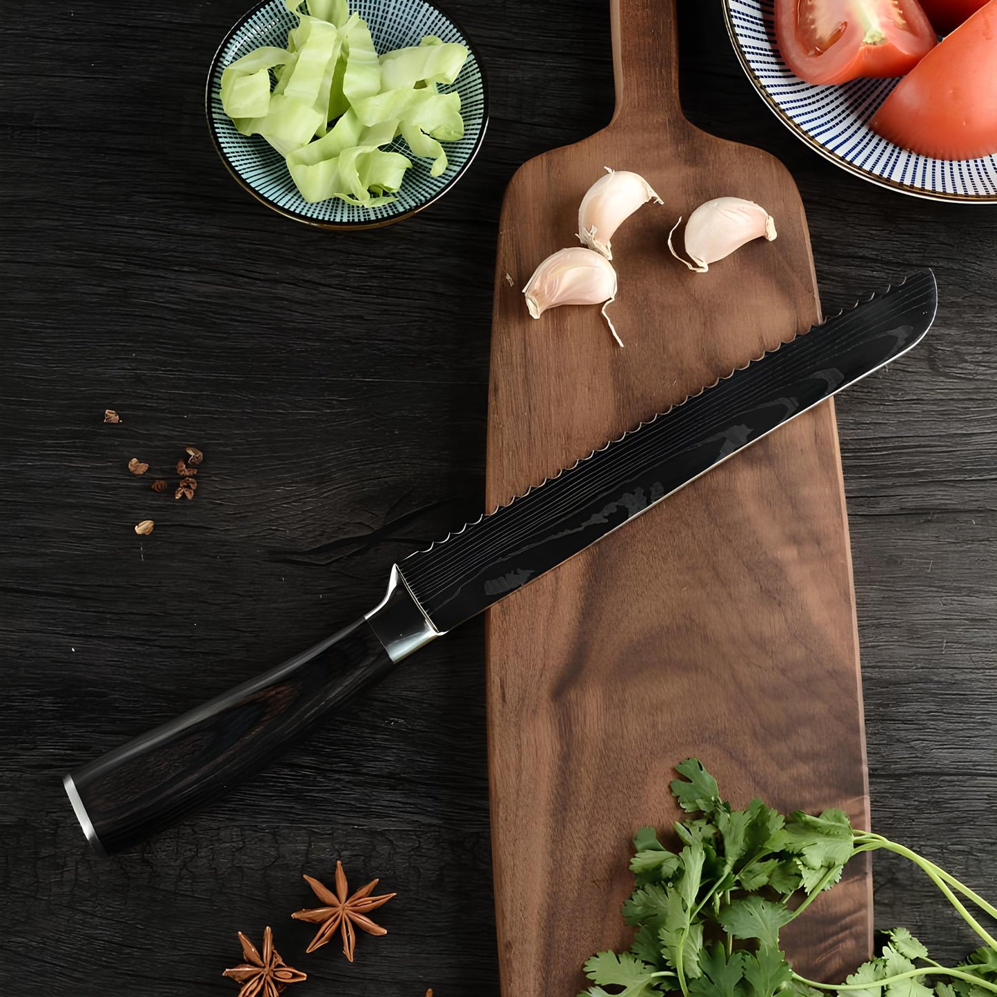 Skorter bread knife in stainless steel 19 cm