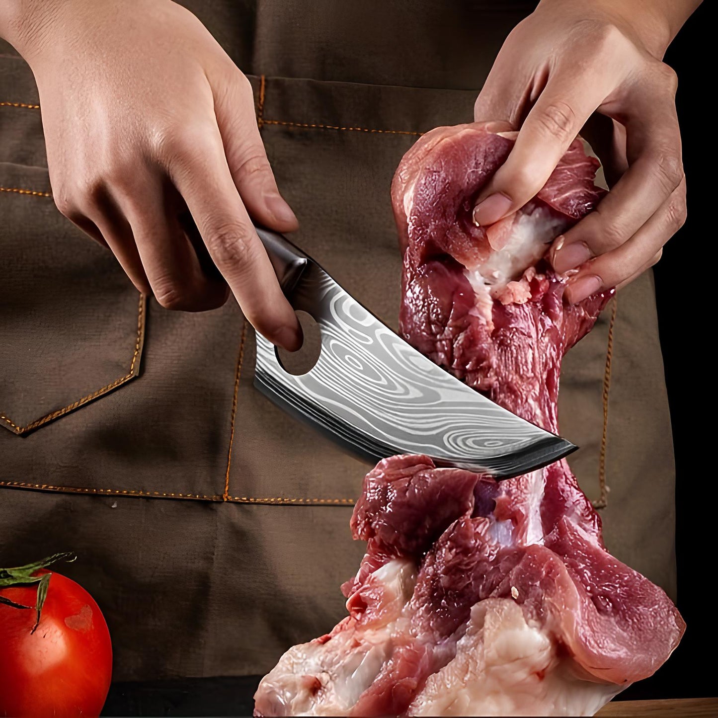 Skorter kitchen knife with Damascus blade