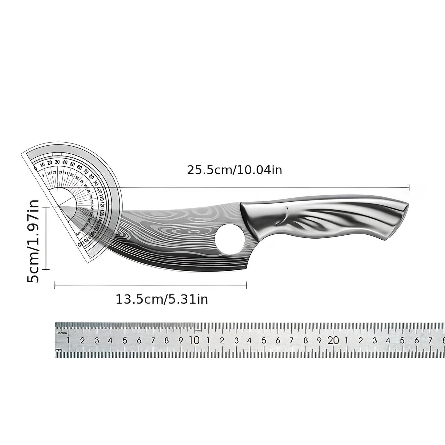 Skorter kitchen knife with Damascus blade