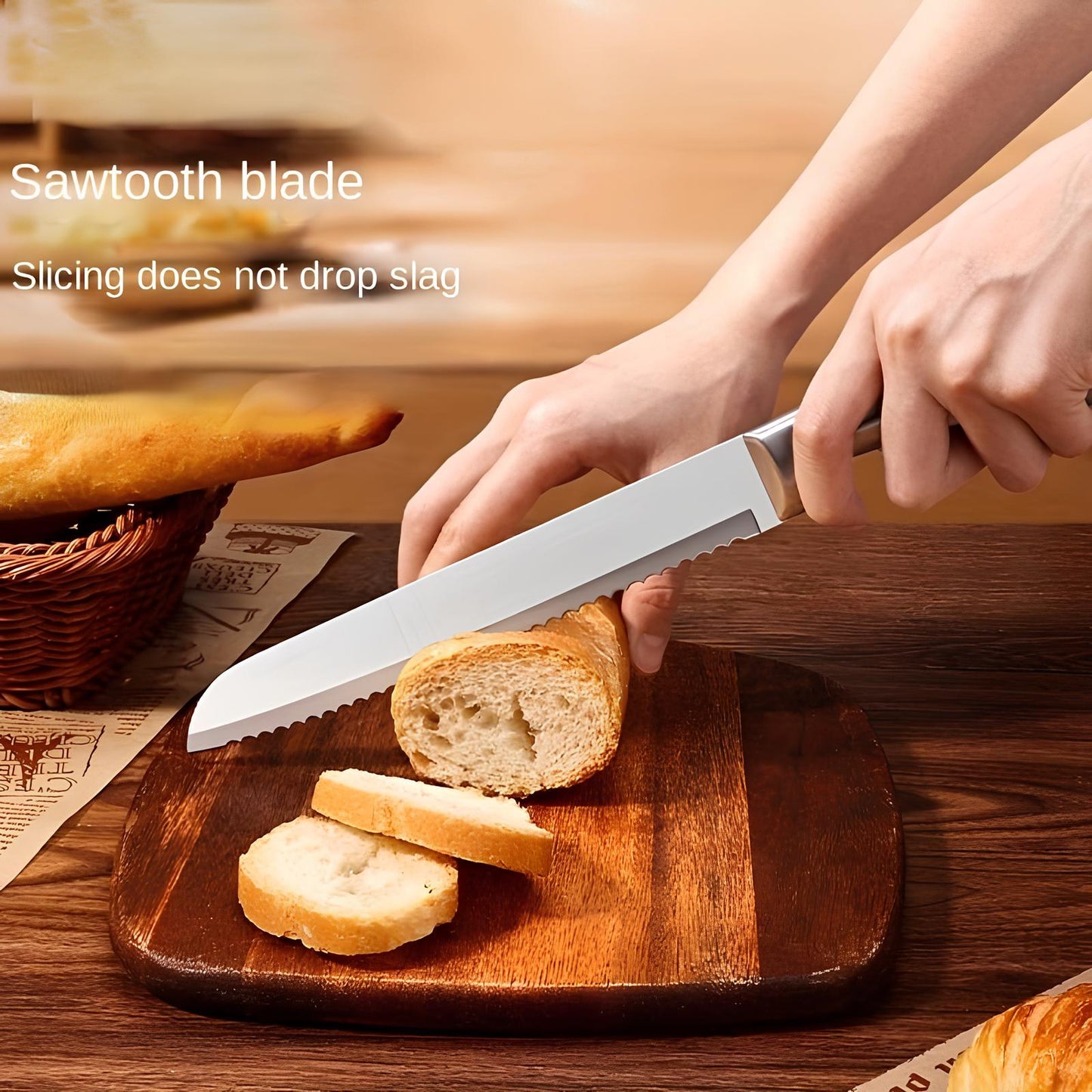 Skorter bread knife in stainless steel 20 cm