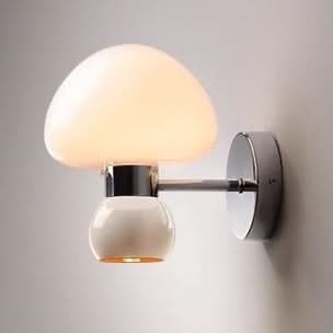 Skorter | Cream Glass Mushroom Wall Sconce Light