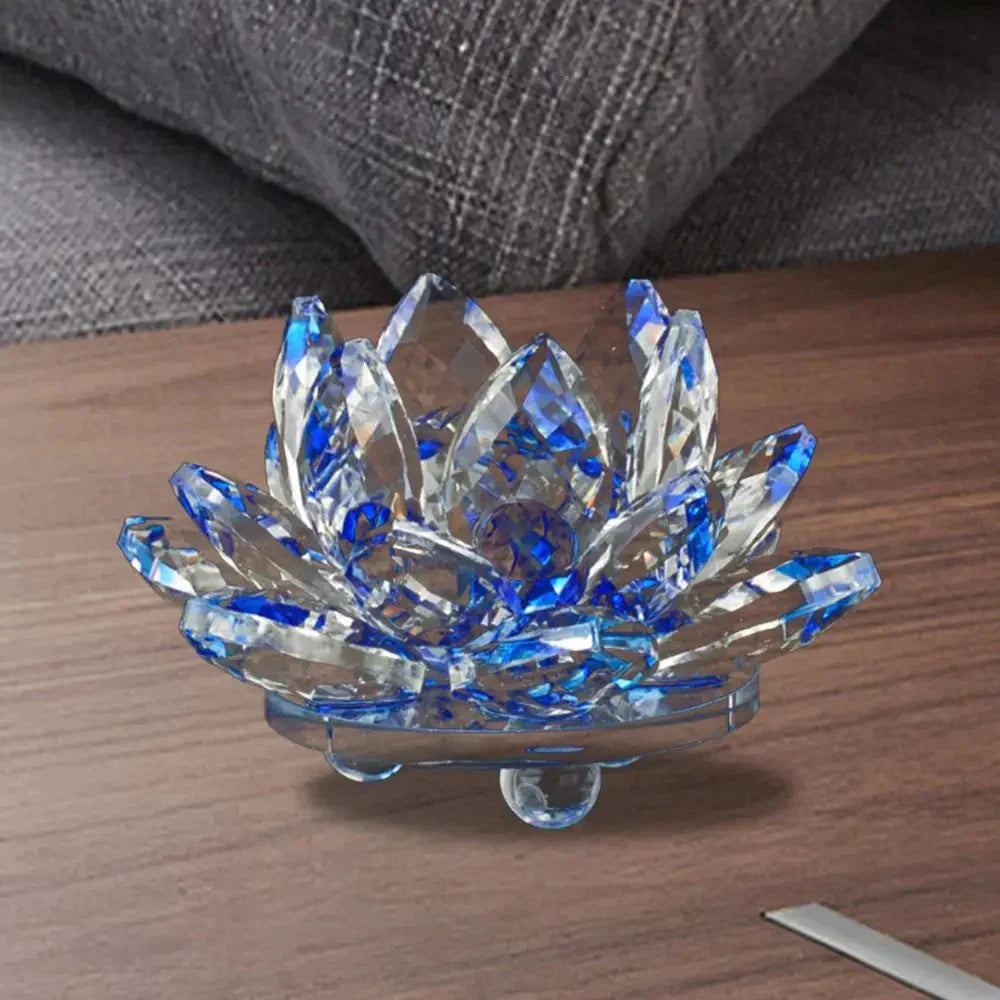 Skorter | Crystal Lotus Flower Figurine Home Wedding Decoration Glass Art Collection Paperweight Office Table Ornaments Souvenir Gifts